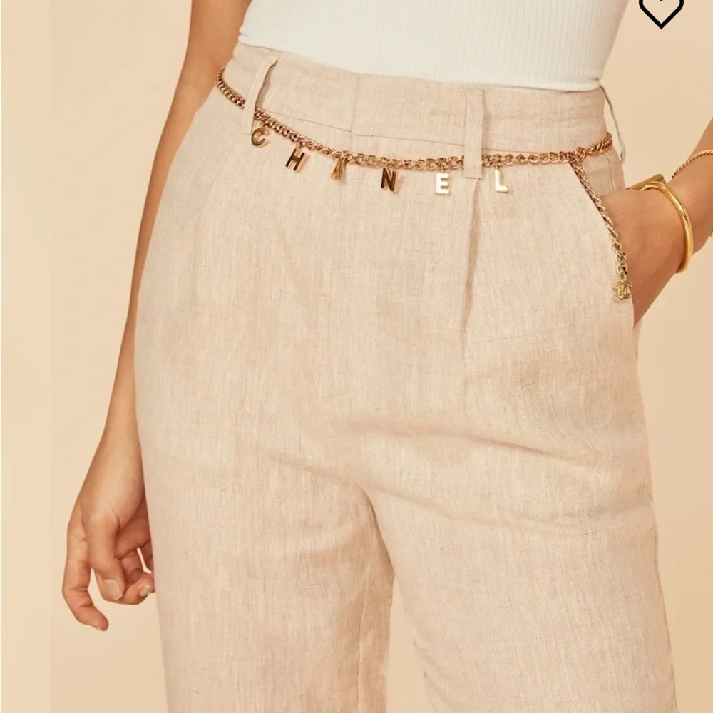 Reformation Cello Pants In Oatmeal 100 Linen Wide Leg High Waisted Unlined SZ 10